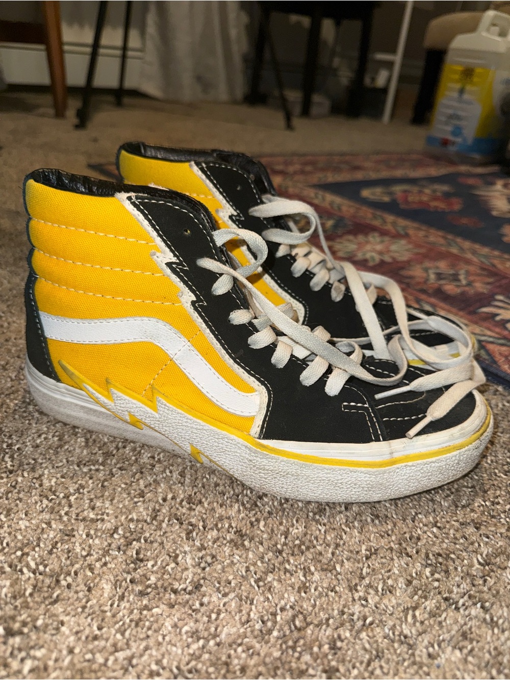 Vans Kids High-Top Sneakers in Yellow, Black & White